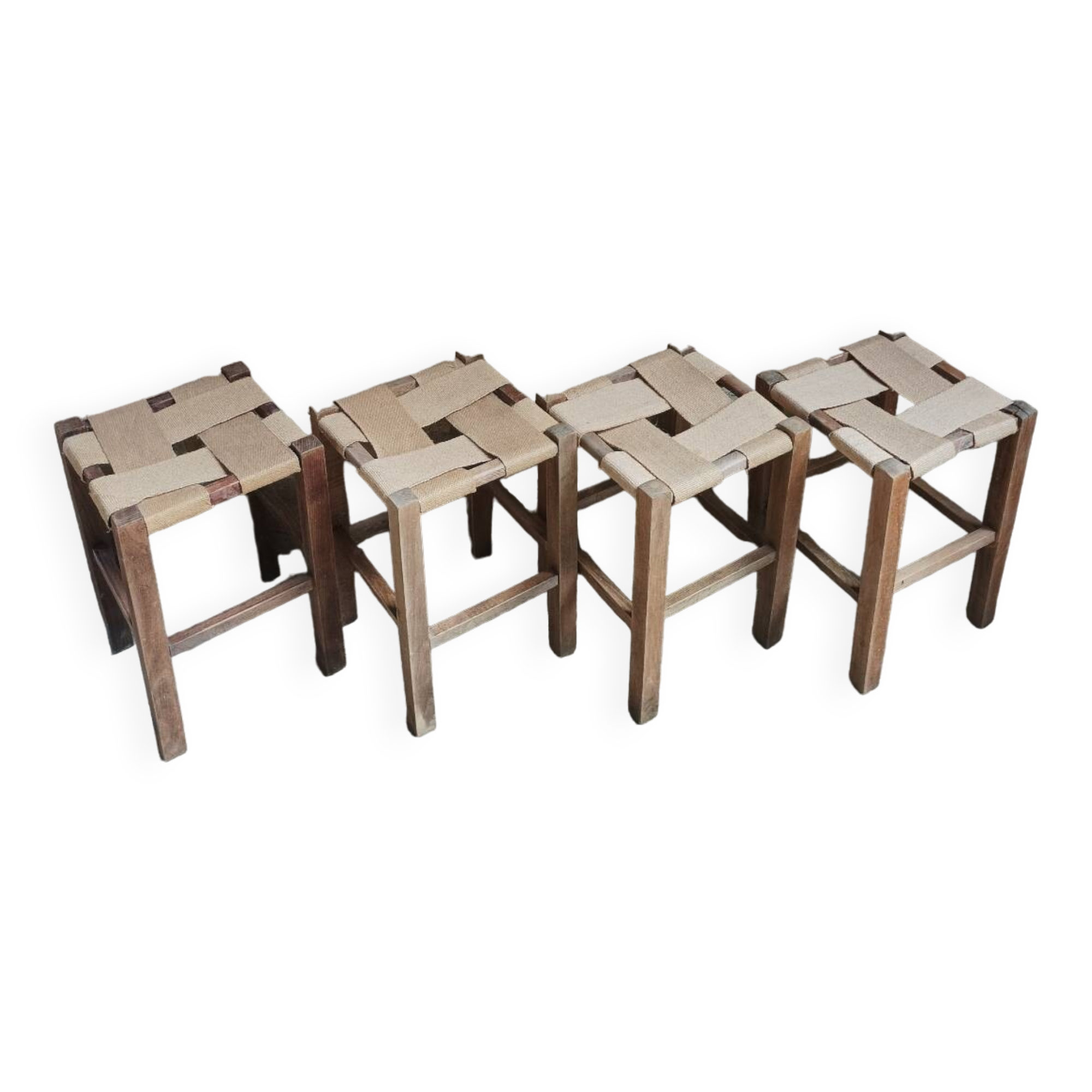 Set of 4 authentic wooden stools
