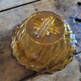 Amber glass bowl - vintage twisted design