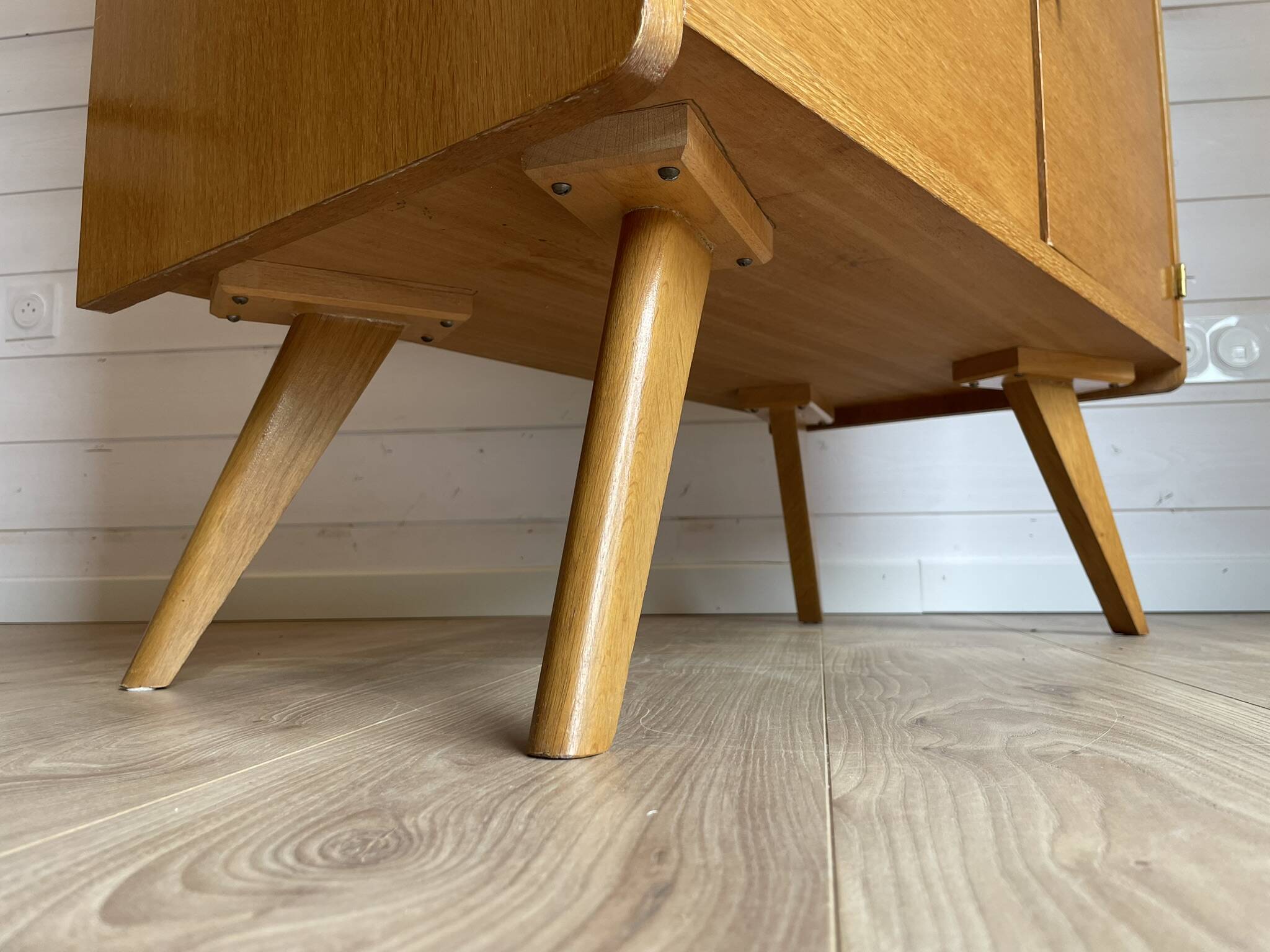 Vintage Scandinavian Secretary Desk 1960s - Oak Colour