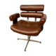 Hairdresser's armchair in chrome and brown skaï