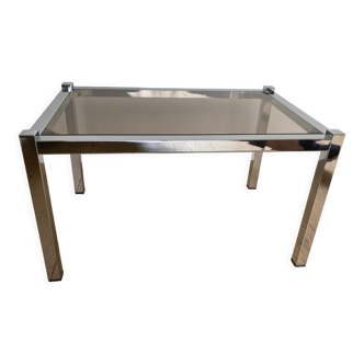 Chrome and glass side table