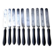 Box of 10 antique dessert knives Blackened wood and steel