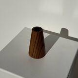 Conical circular candle holder in solid teak H10 D6