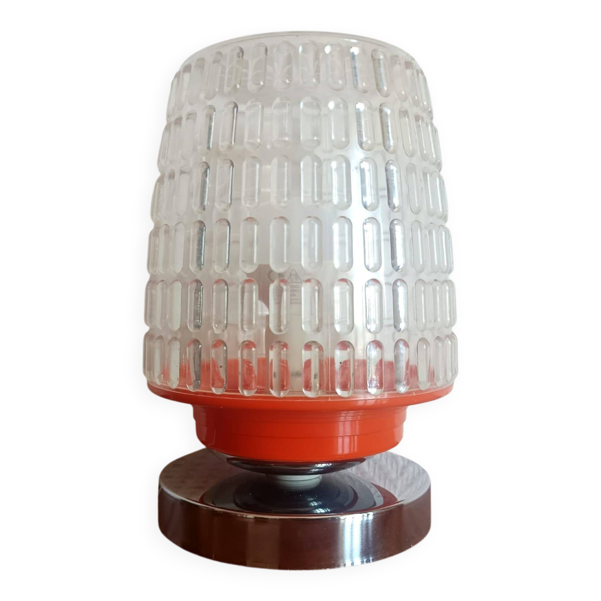 Lampe à poser space age orange et chrome 1970