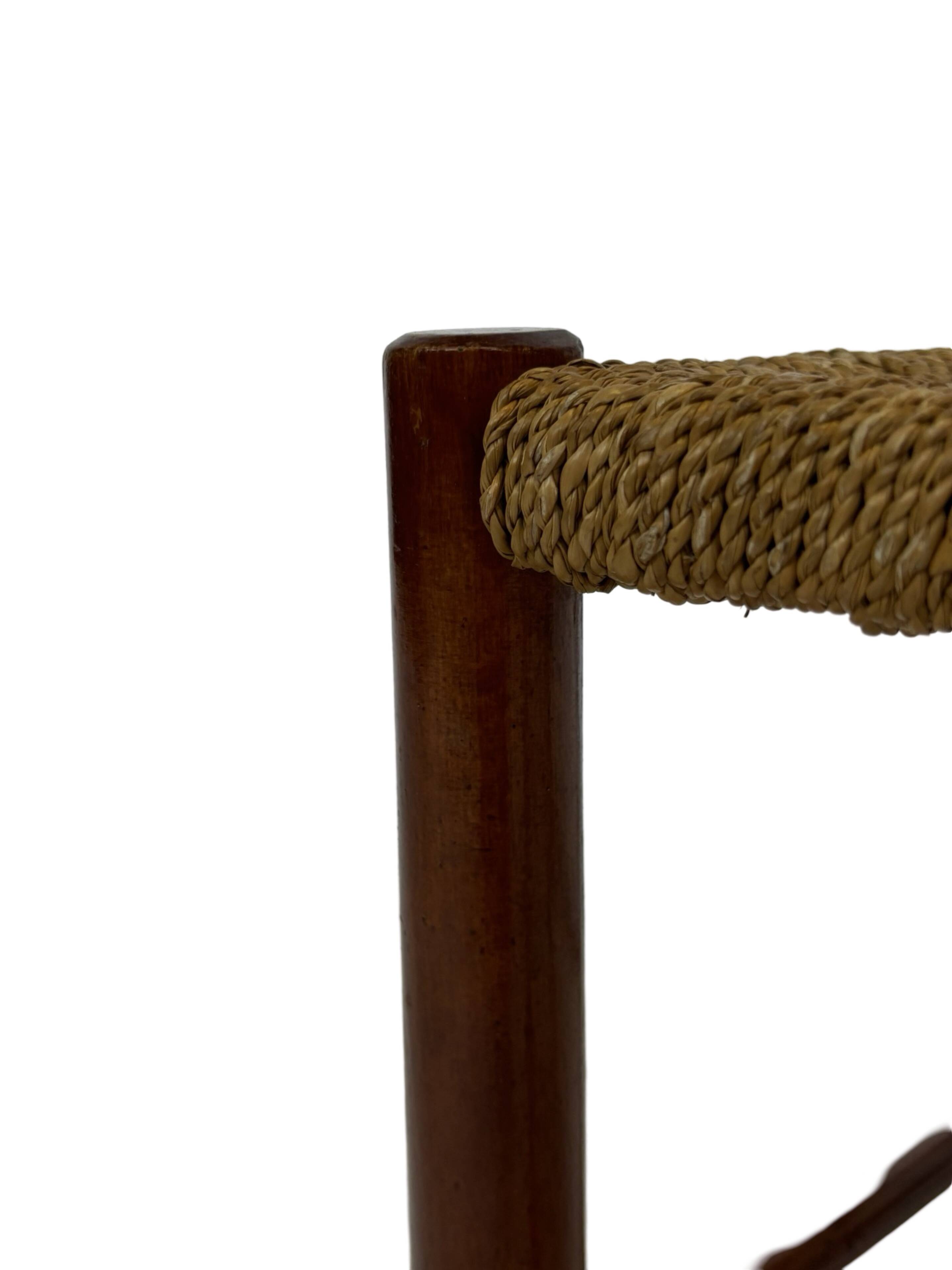 Vintage Stool Danish Papercord Rope Stool Mid Century Ottoman