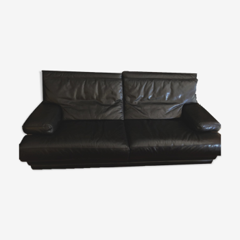 Sofa bed black leather Roche Bobois
