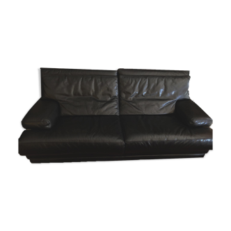 Sofa bed black leather Roche Bobois