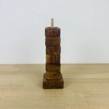 6 olive wood egg cups and their support