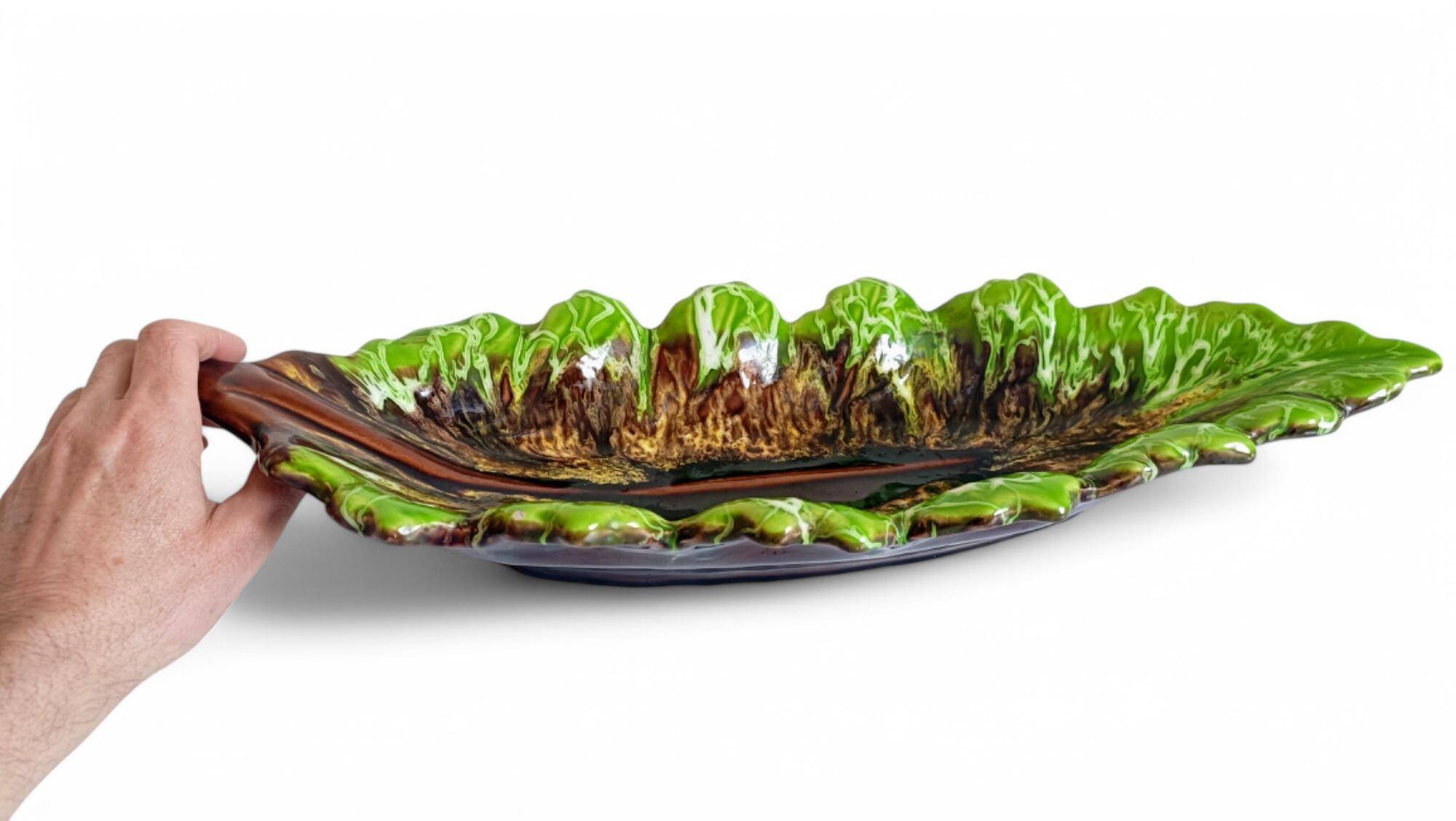 Mid-Century Majolica Centerpiece by Vallauris, Handmade, 1950s France