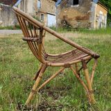 4 "shell" rattan armchairs 1960's