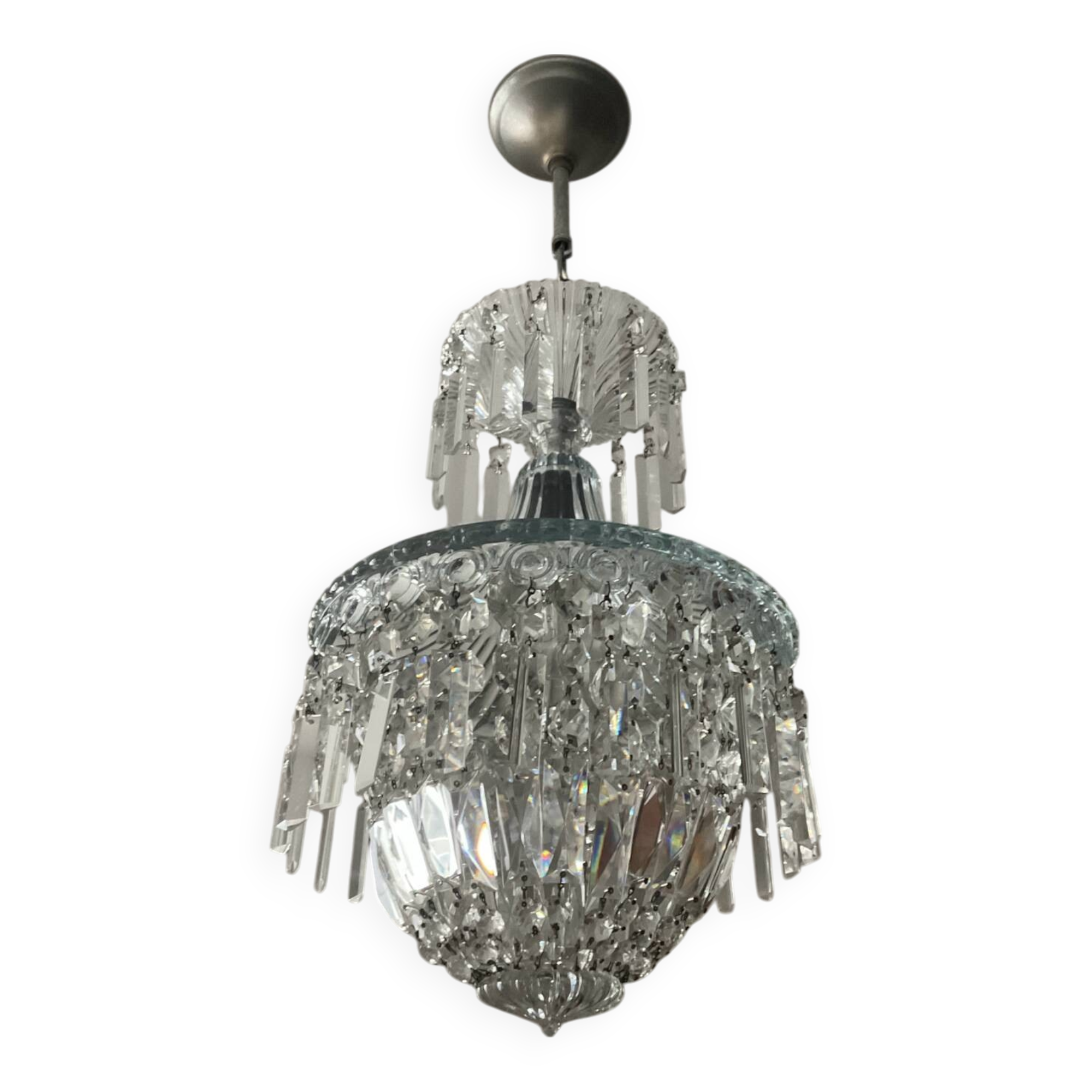 Bohemian crystal basket chandelier