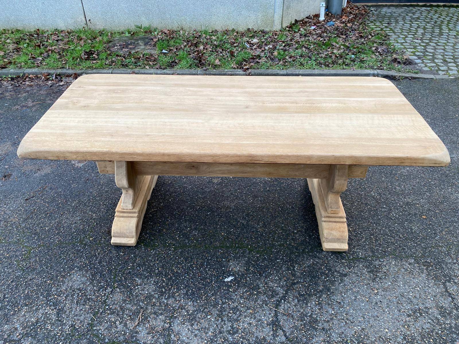 Table à manger de monastère rénovée en chêne massif du 19ème 200cm