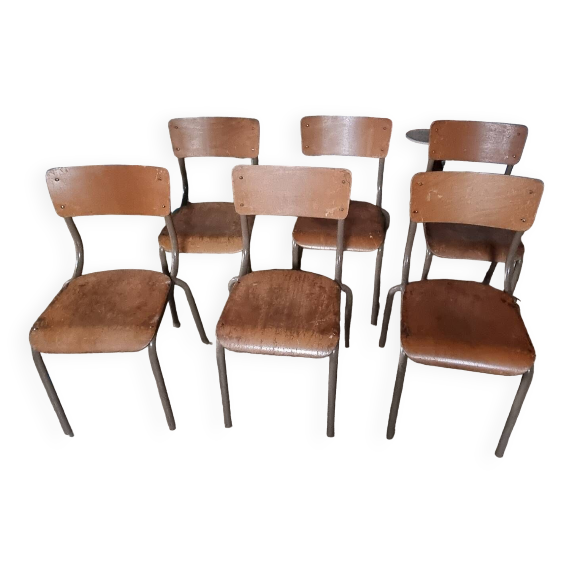 6 vintage school chairs