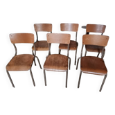 6 vintage school chairs