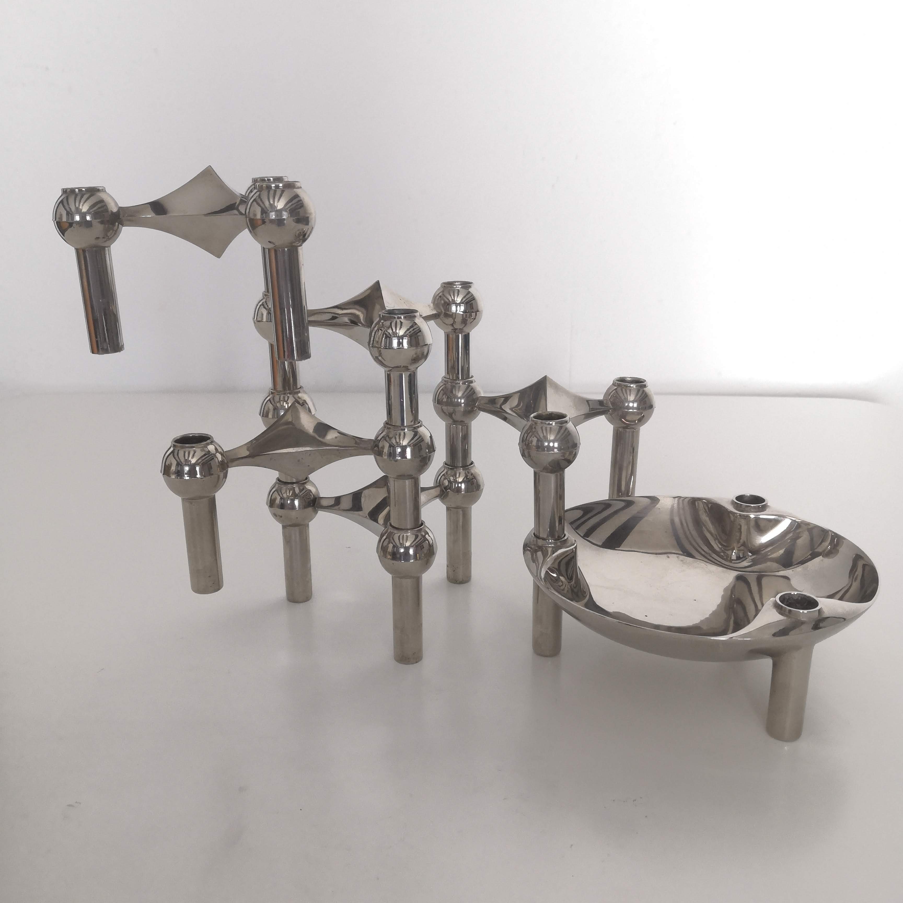 5 modular candle holders and a Nagel cup