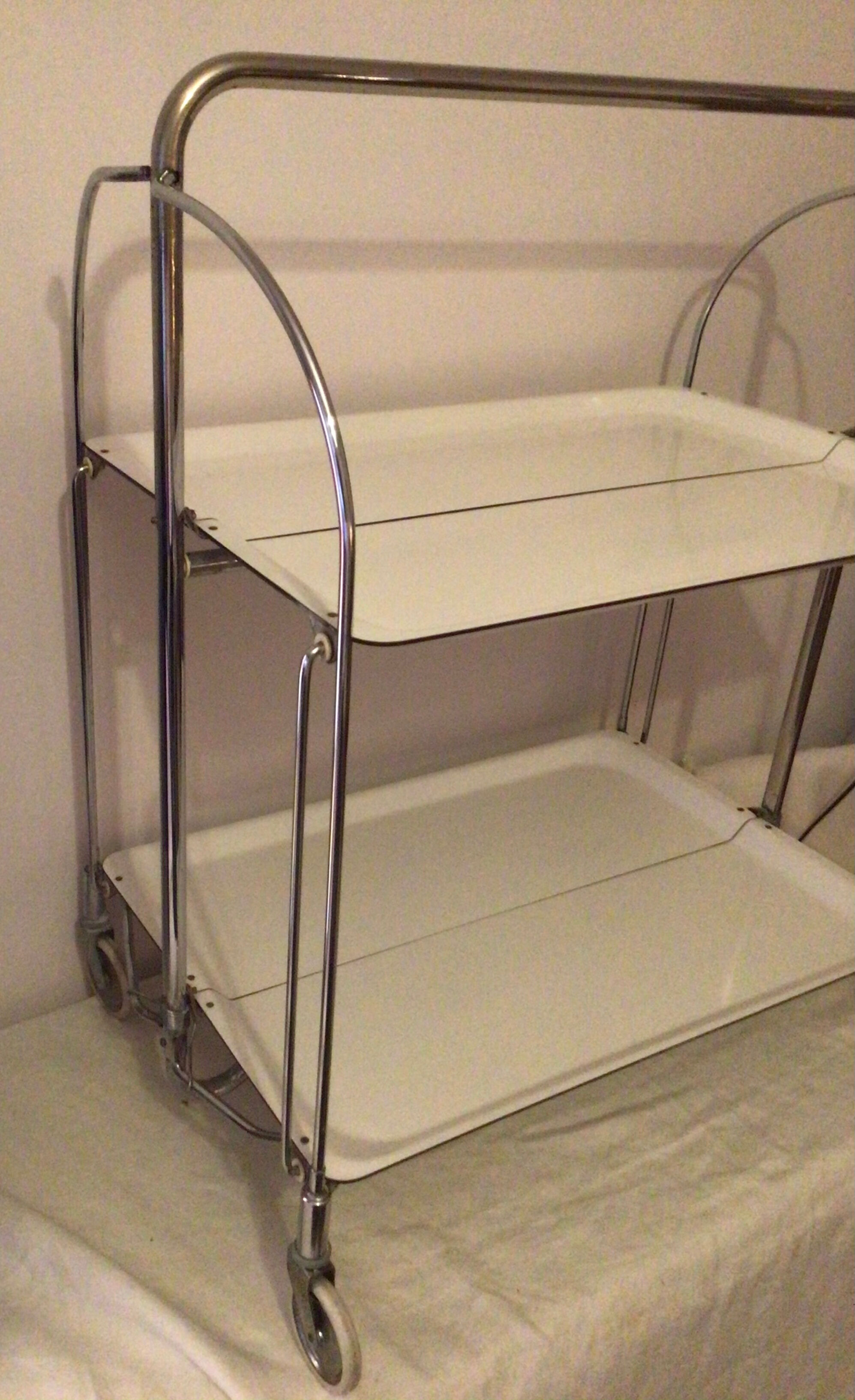 White formica vintage wheeled foldable dessert