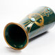Antique secession vase in ceramic green glaze with copper & turquoise-1900s