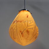 Art deco hanging lamp with marbled hexagonal shade