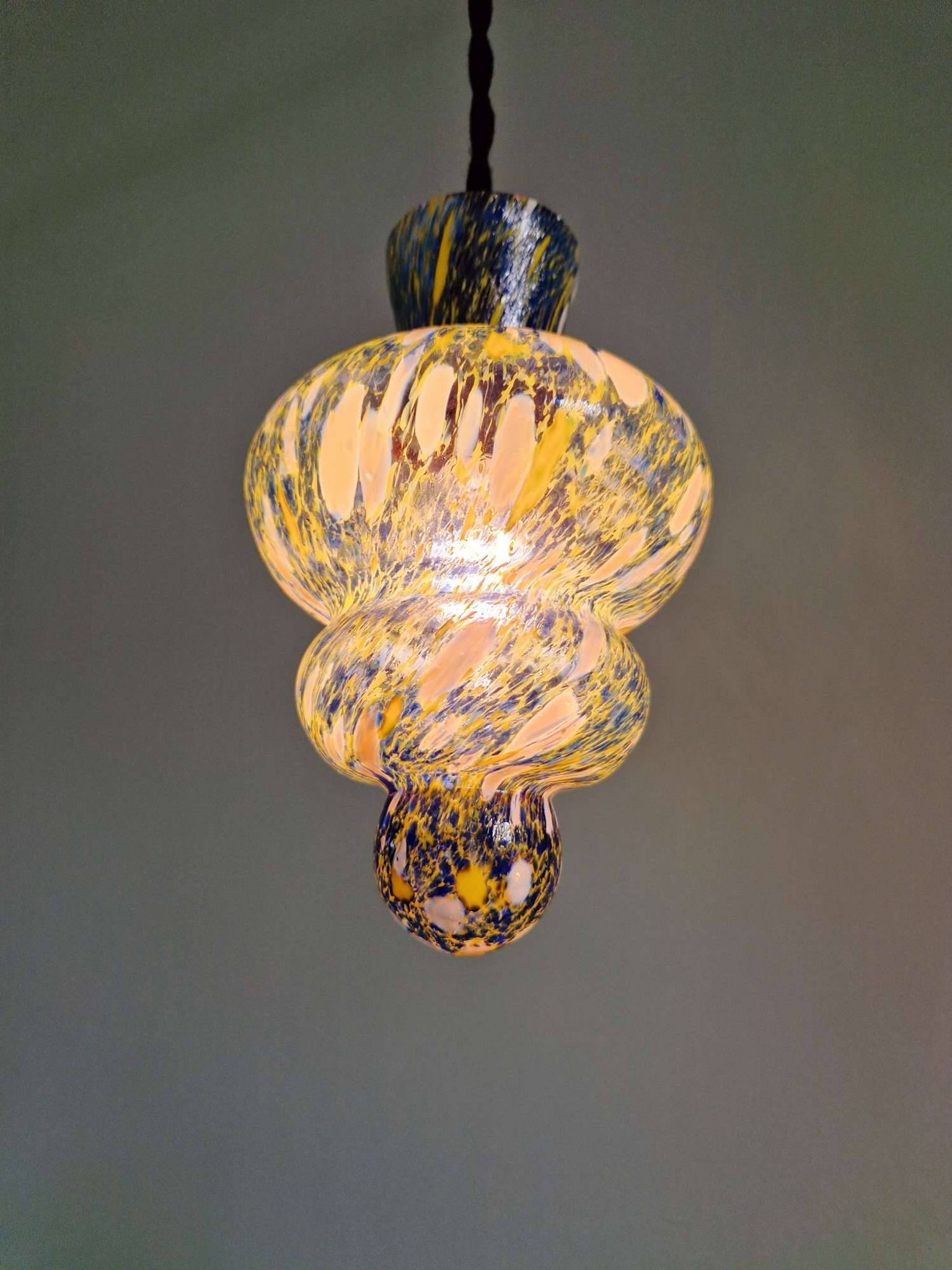 A pair of multicoloured blown glass suspensions, Murano, 1950-60.