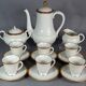 Complete coffee service for 6 people, Giraud Limoges lotus-shaped porcelain C749