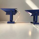 Blue Minimalist Wall Lamps by Lyfa, 1980s, Set of 2