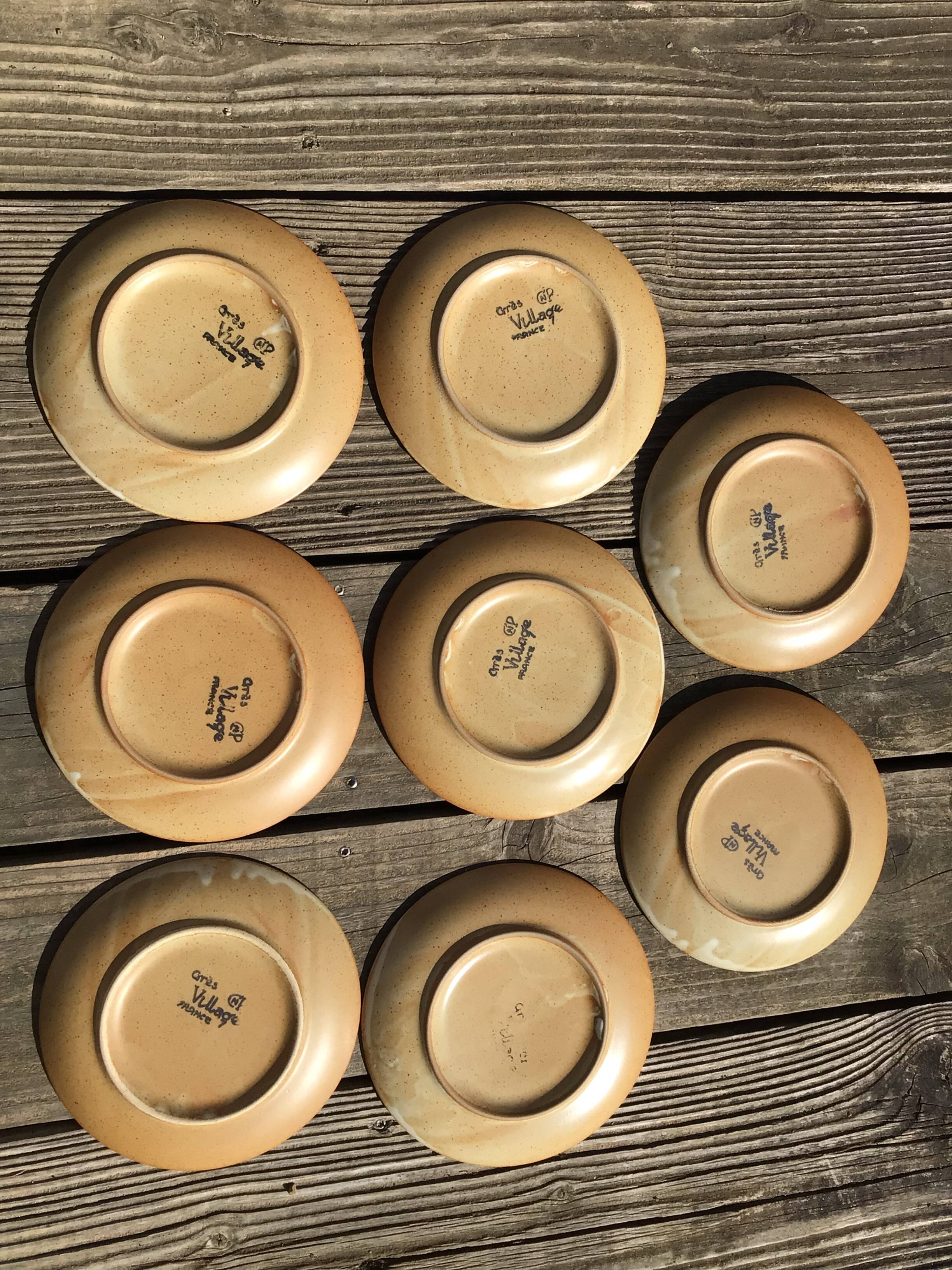 8 dessert plates village speckled blond stoneware