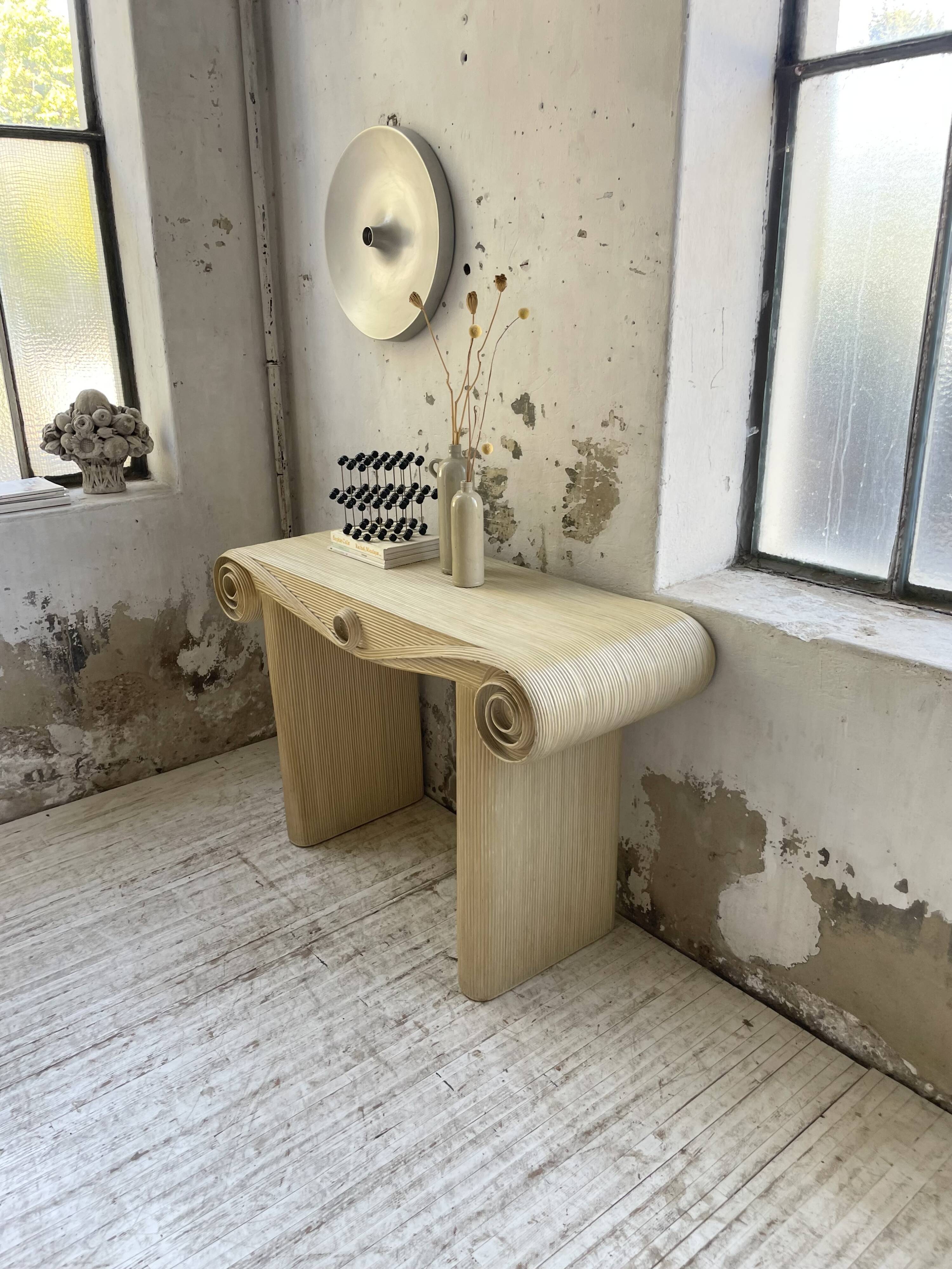 70s console in tropicalist rattan