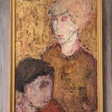 Portrait expressionniste suédois « Tendre » encadré 1965