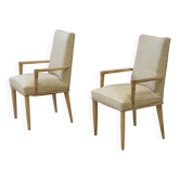 Rare pair of cerused oak armchairs, confidential creation attributed to Suzanne Guiguichon, 1940s.