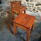 Set of 3 vintage French wooden stools from the 1950s.