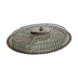 Dish to hors d'oeuvres crystal and silver marked monogram, number
