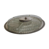 Dish to hors d'oeuvres crystal and silver marked monogram, number
