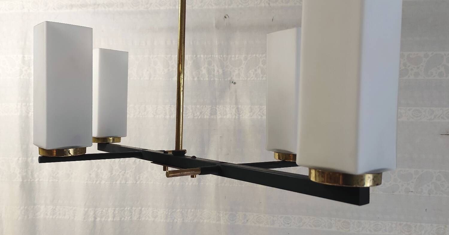4-light chandelier designed by Gaston Fossati for Atelier d'Arte d'Uzès - 1950s