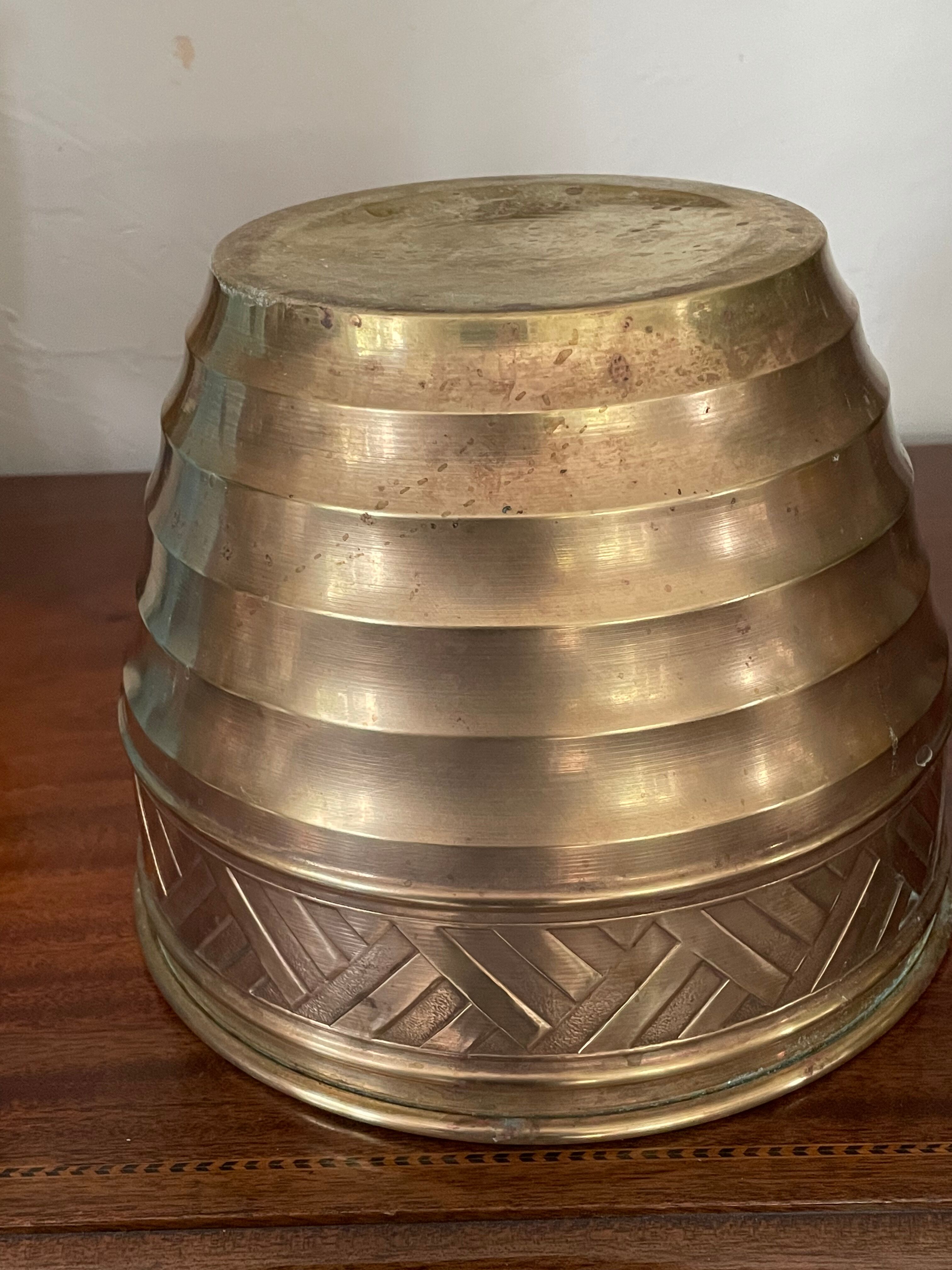Art deco brass pot cover 24cm diam