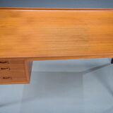 Asymmetrical Mid-Century Teak Desk with Bar, 1960s
