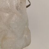 Old, vintage and super delicious ice bucket in frosted glass with stain silver/metal ring and handle