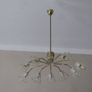 Mid century Austrian elliptical brass and glass chandelier, 1950s