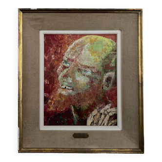 Oil on cardboard portrait of a man with a beard by Devaux