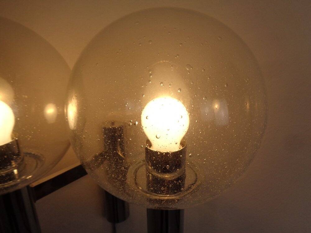 Chromed Glass Wall Lamp from OTT International, 1960s