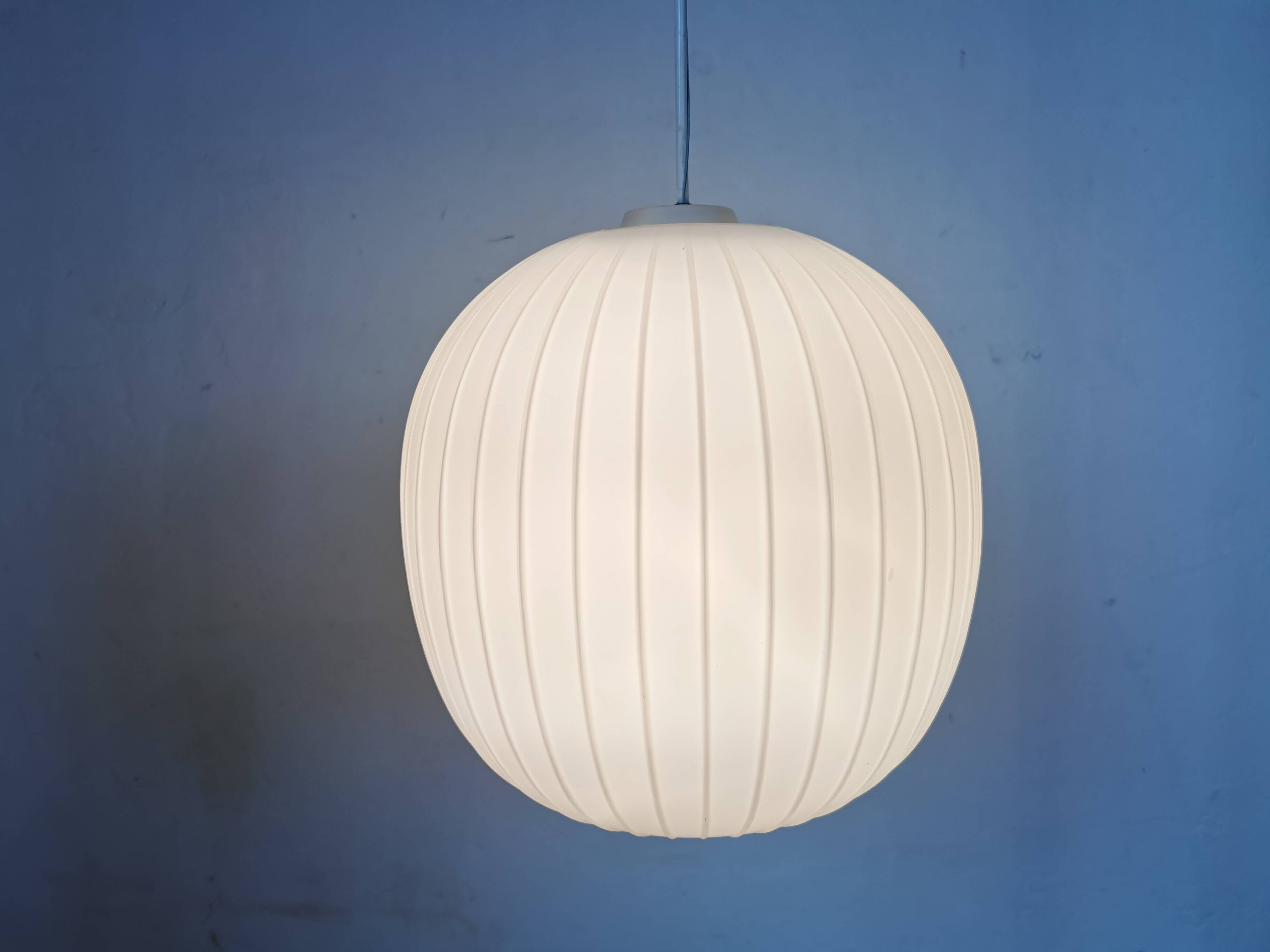White opaline ball pendant light from the 50s