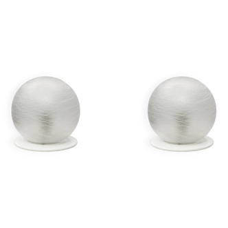 Paire de lampes de table sphère de murano blanc années 1970 lumières en verre vintage italien