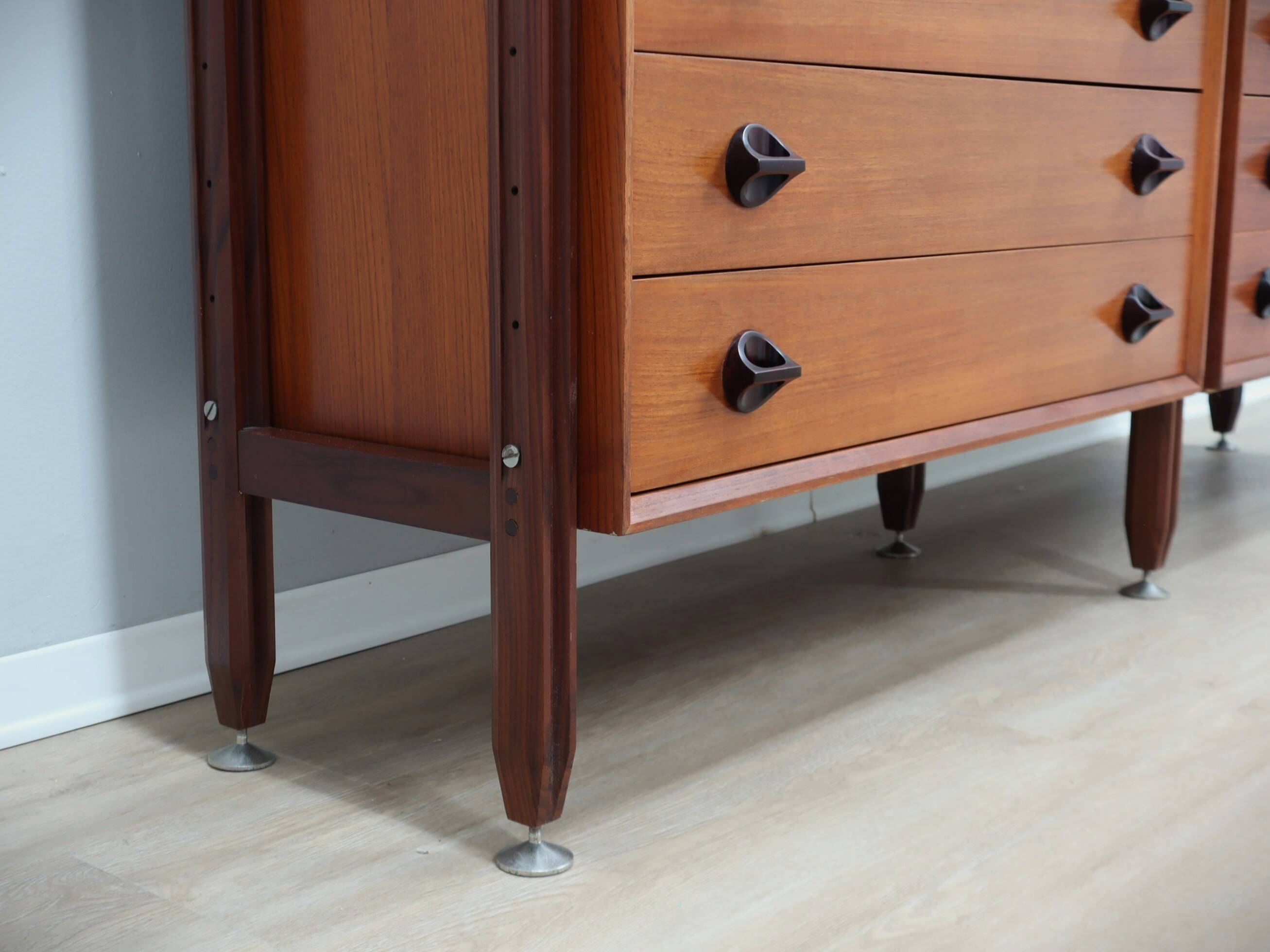 Mid-century modular teak bookcase with drawers and shelves Italy 1960s
