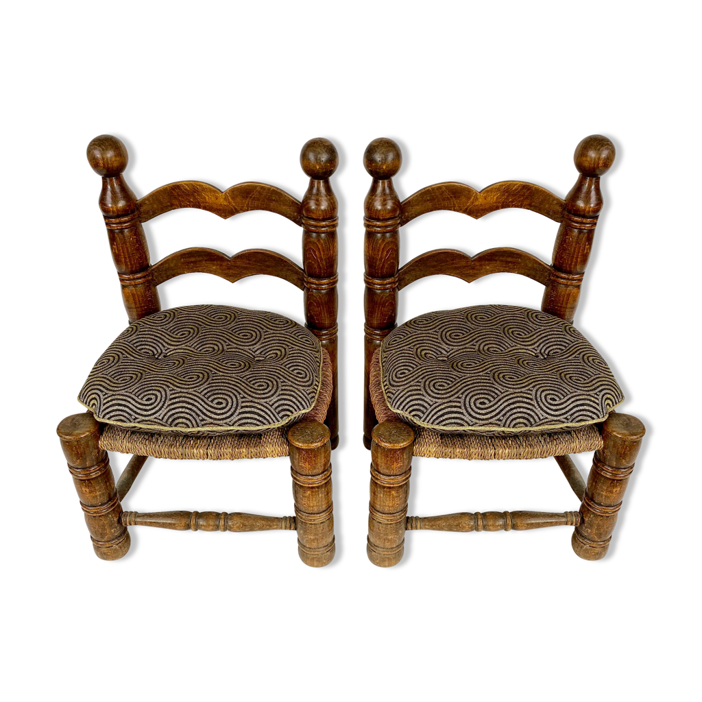 Lot De Chaises Bretonnes En Bois Massif – Marron – Dimensions 70x45x40 Cm