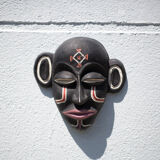 African ceramic mask Chokwe mwana pwo, pottery, wall decoration, signed mask, collection, 50's