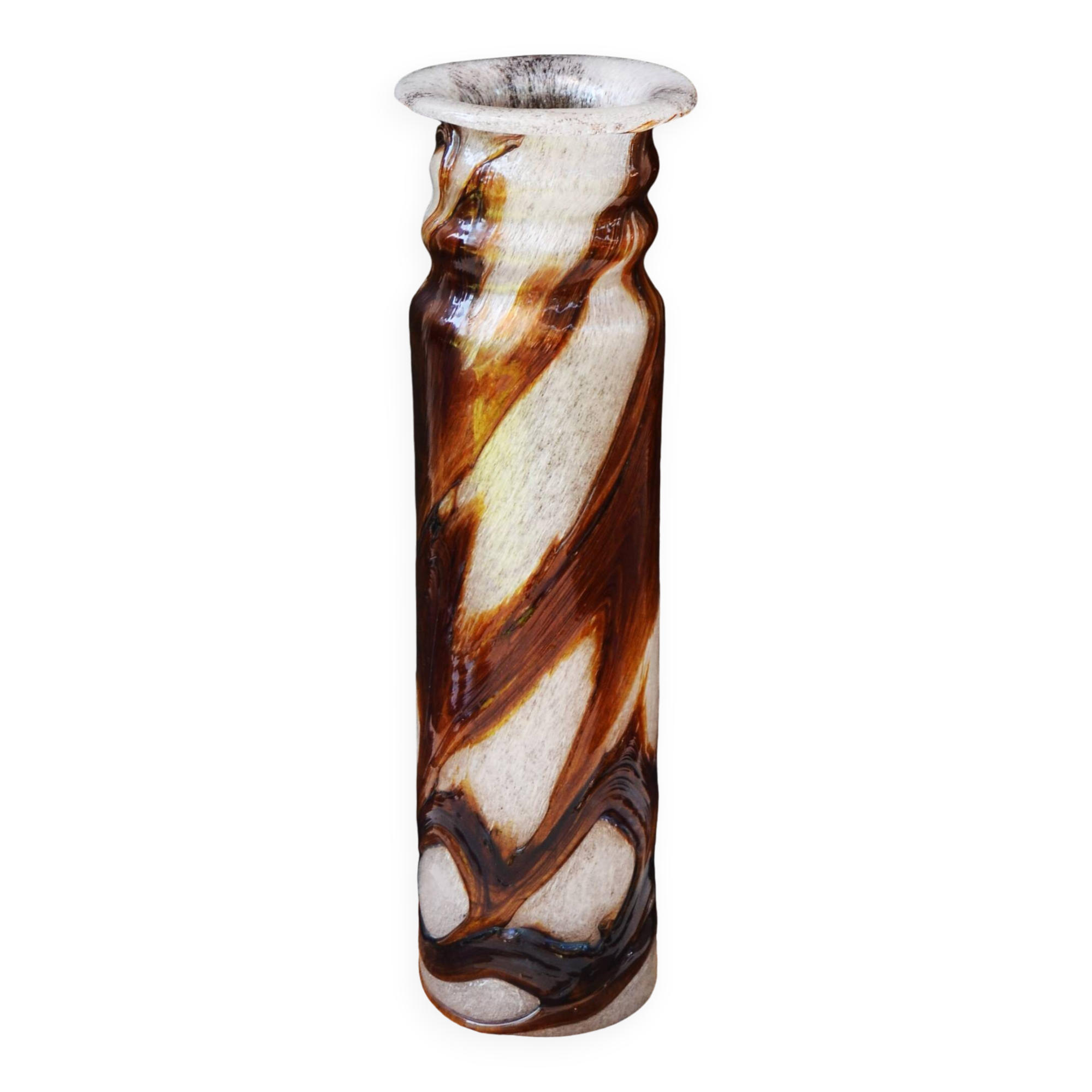 Spiegelau Crystal Glass Vase air Bubble Mesh Amber Glass    - NO hallmark   - 32cm tall