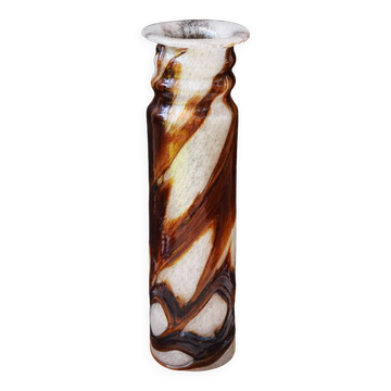 Spiegelau Crystal Glass Vase air Bubble Mesh Amber Glass    - NO hallmark   - 32cm tall
