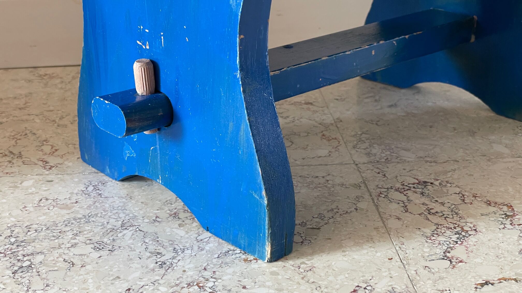 Vintage stool blue electric
