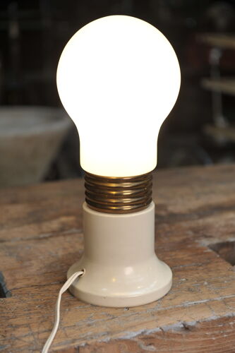 Lamp Design Shape Bulb in metal and glass 1970
