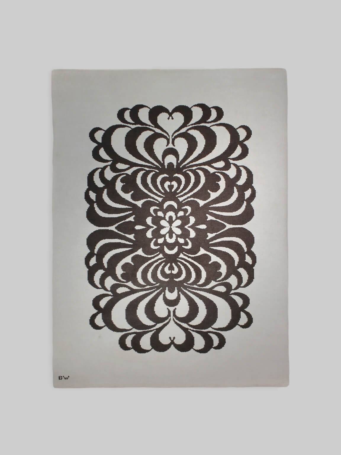 Berit Woelfer Mid-Century Graphic Double-Sided Wool Rug 160x240cm, Signed