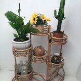 Wicker rattan bamboo plant table